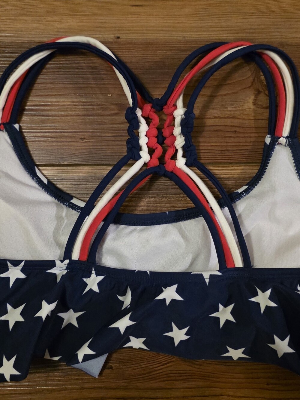 Endless Sun American Flag Star & Stripe Flounce Bikini Set Size XL - Picture 7 of 9